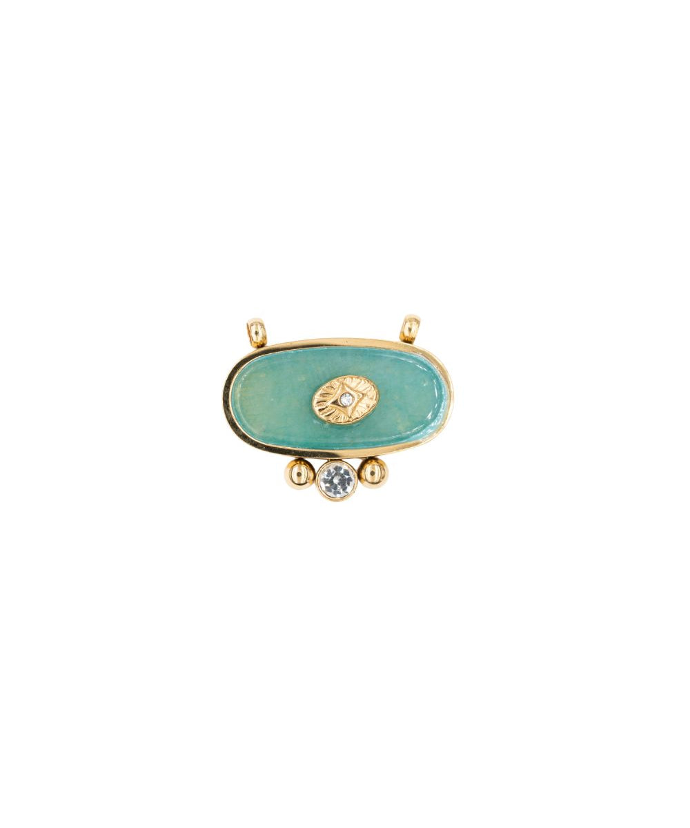 Pendentif horizontal ovale strass en acétate 22x15mm