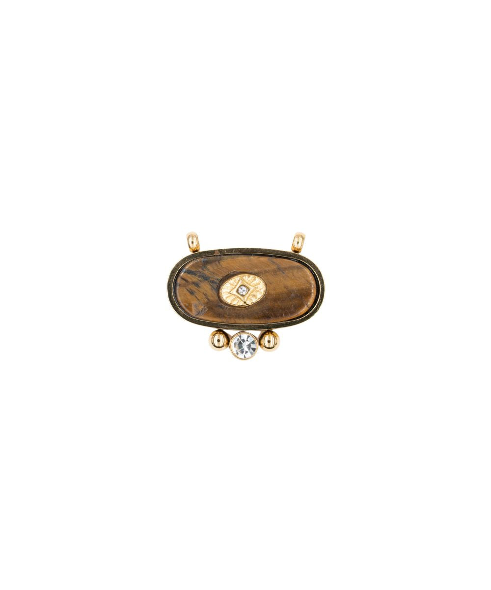 Pendentif horizontal ovale strass en acétate 22x15mm