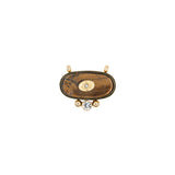 Pendentif horizontal ovale strass en acétate 22x15mm