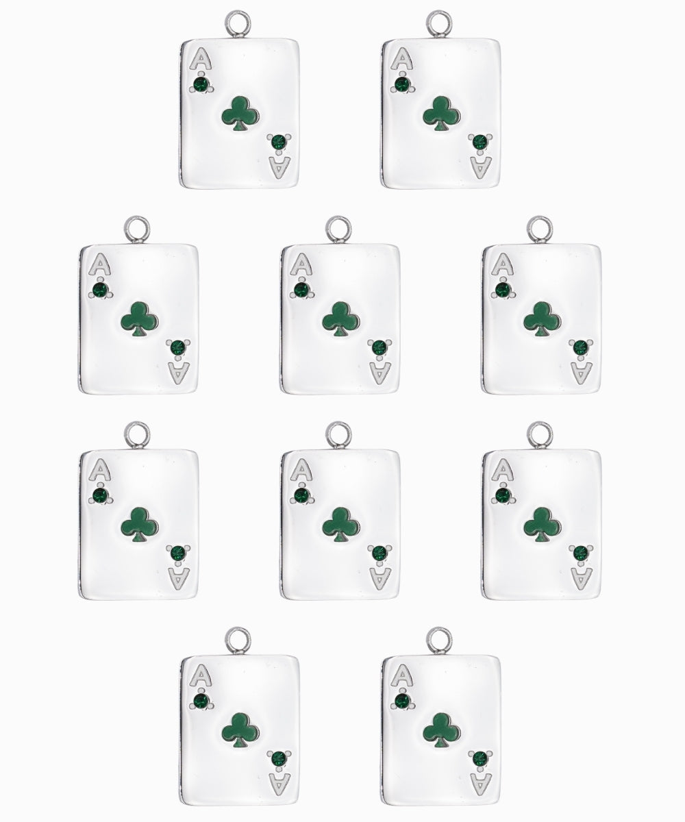 Pendentif jeu de carte trèfle 16x13mm