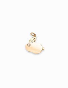 Pendentif lapin et nacre naturelle 15x13mm