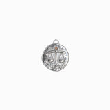 Pendentif médaille signe astro 17mm - Rhodié