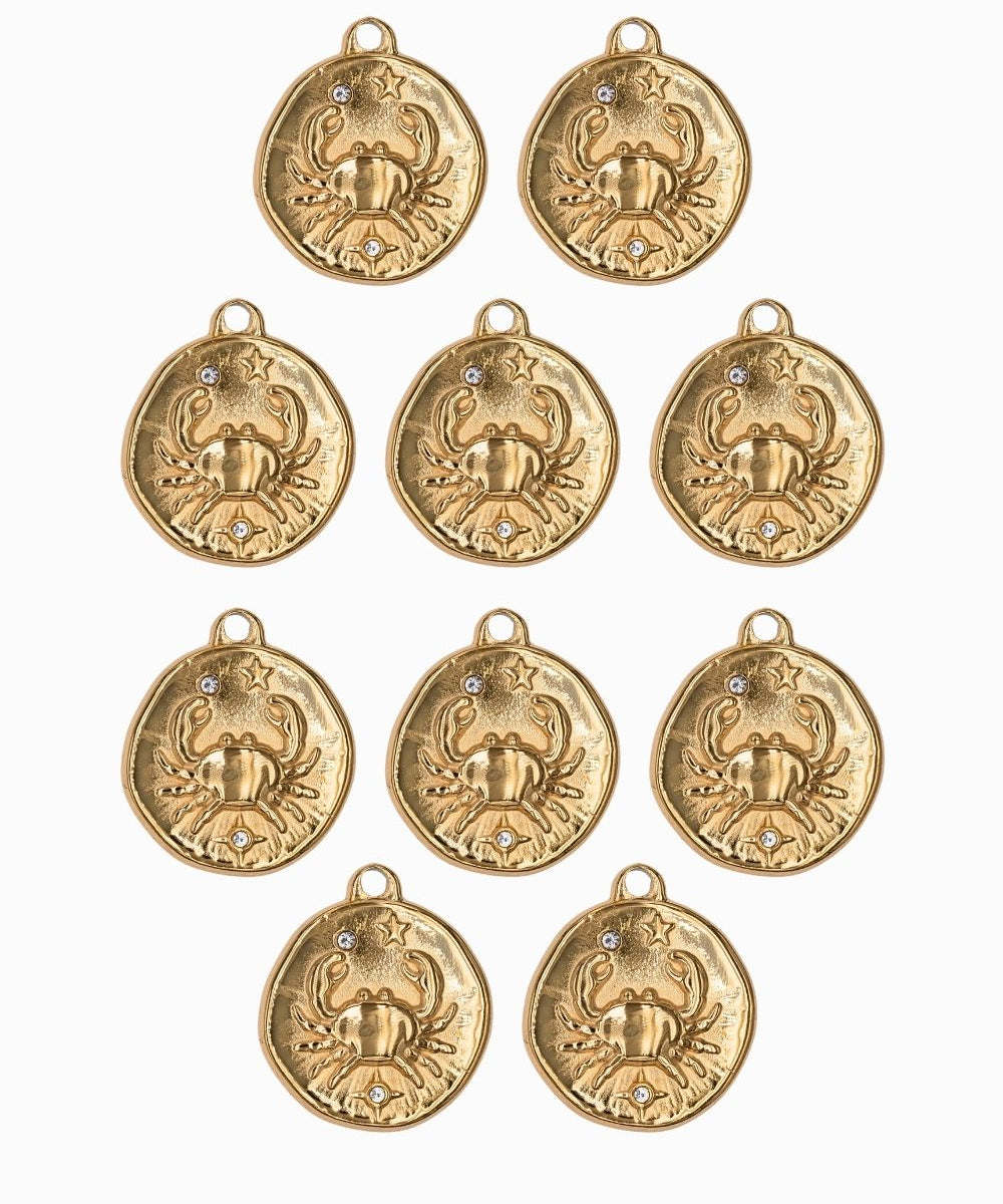 Pendentif médaille signe astro 17mm - Doré