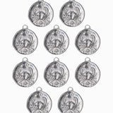 Pendentif médaille signe astro 17mm - Rhodié