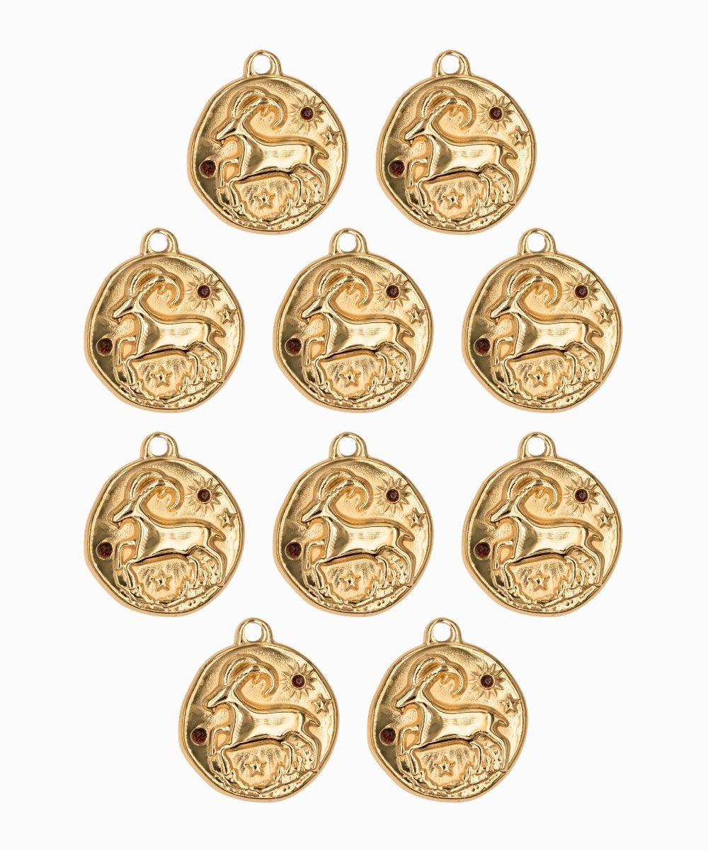 Pendentif médaille signe astro 17mm - Doré