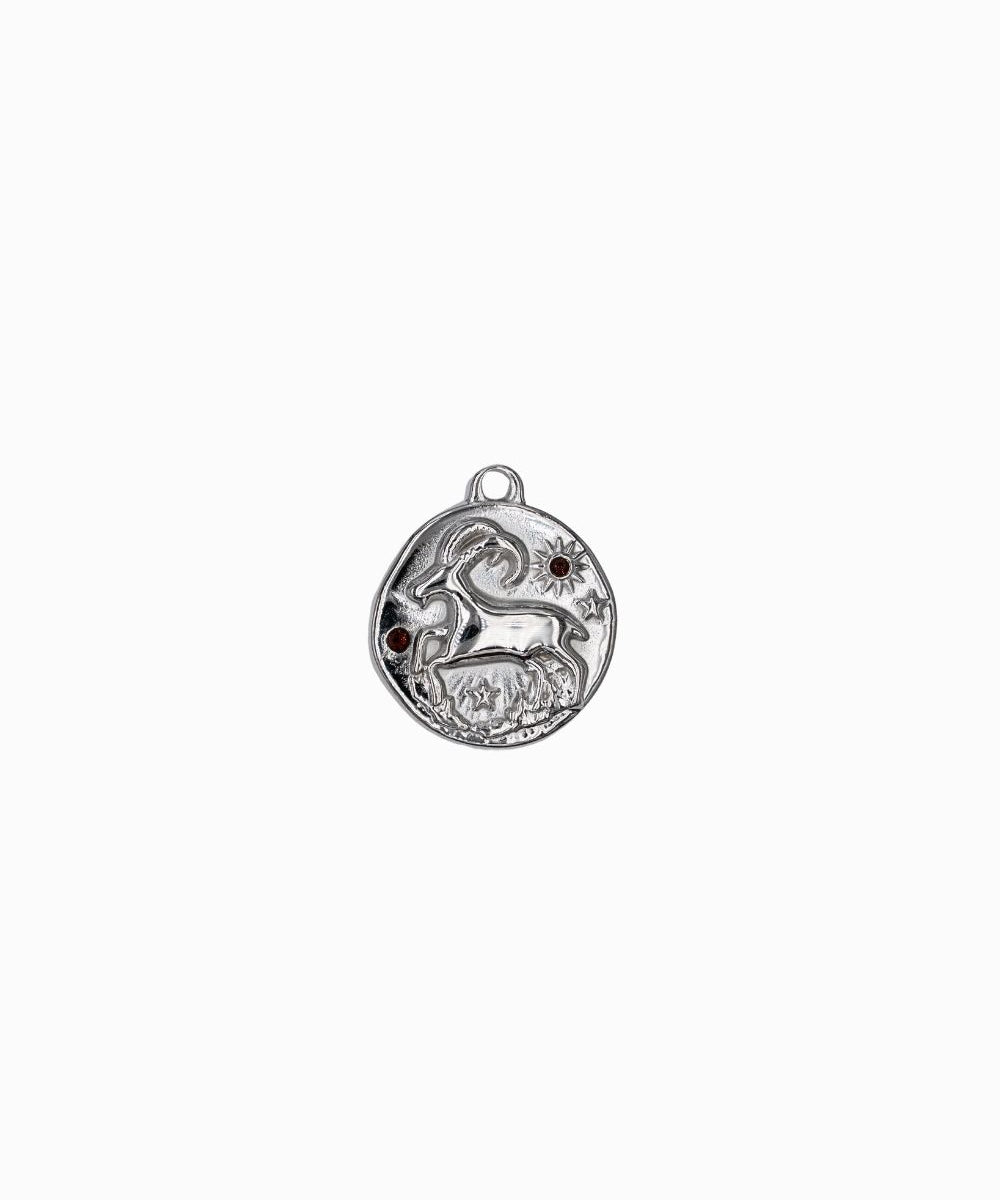 Pendentif médaille signe astro 17mm - Rhodié