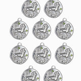 Pendentif médaille signe astro 17mm - Rhodié