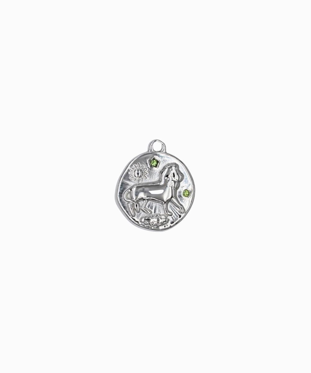 Pendentif médaille signe astro 17mm - Rhodié
