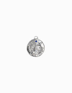 Pendentif médaille signe astro 17mm - Rhodié