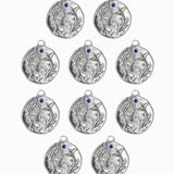 Pendentif médaille signe astro 17mm - Rhodié