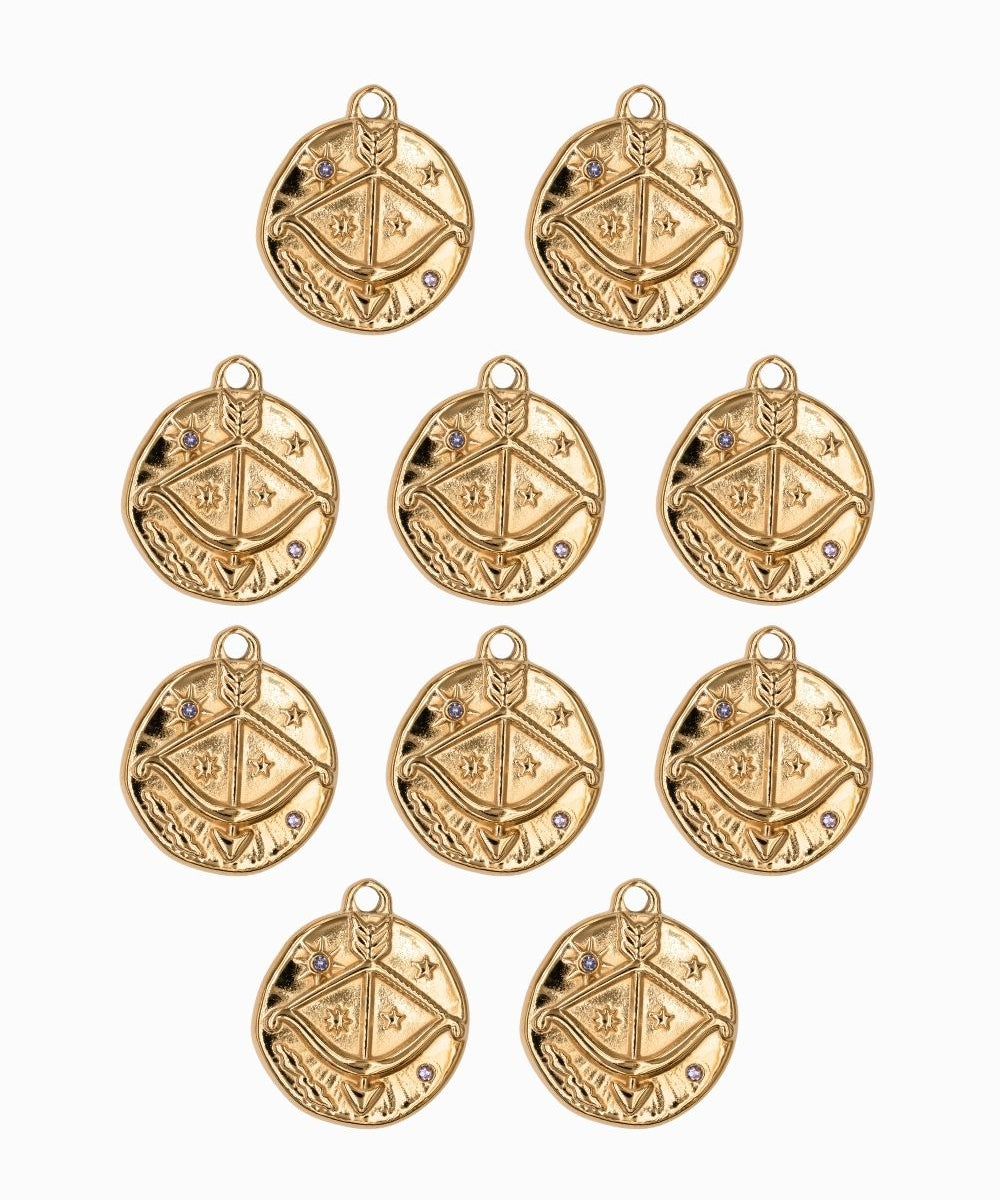 Pendentif médaille signe astro 17mm - Doré