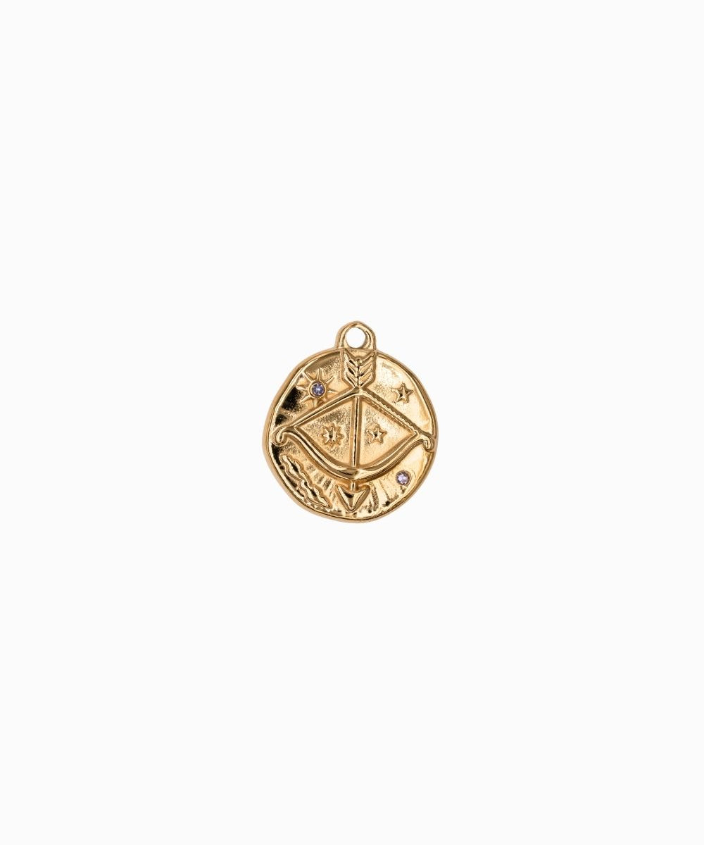 Pendentif médaille signe astro 17mm - Doré