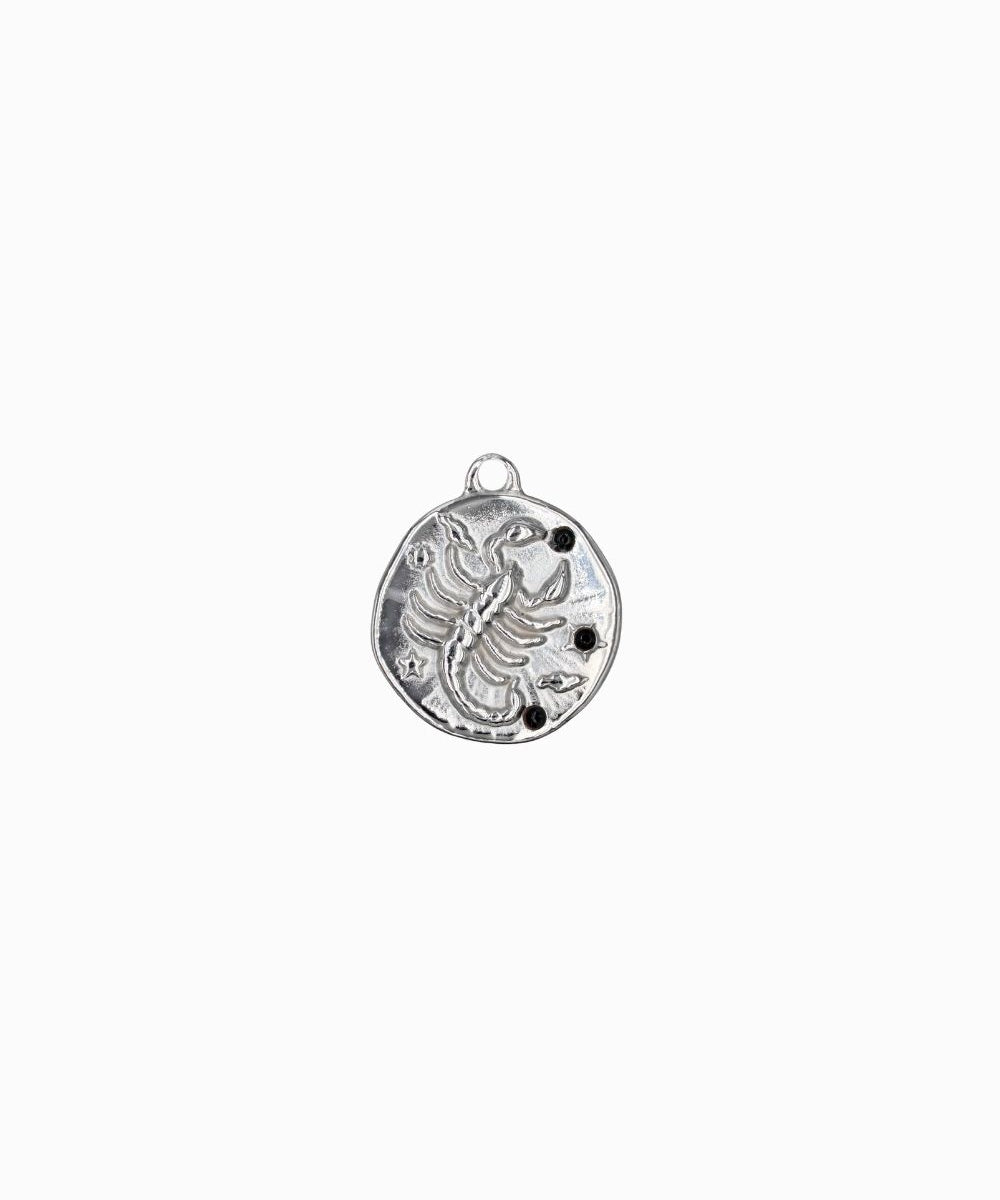 Pendentif médaille signe astro 17mm - Rhodié