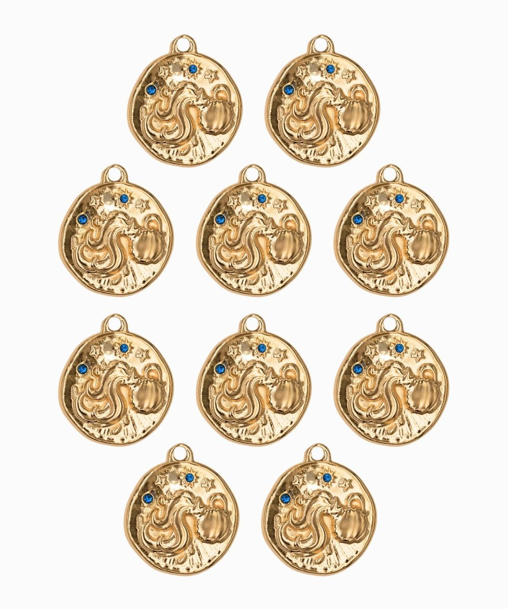 Pendentif médaille signe astro 17mm - Doré