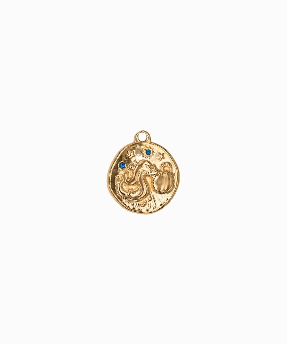 Pendentif médaille signe astro 17mm - Doré