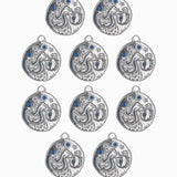 Pendentif médaille signe astro 17mm - Rhodié