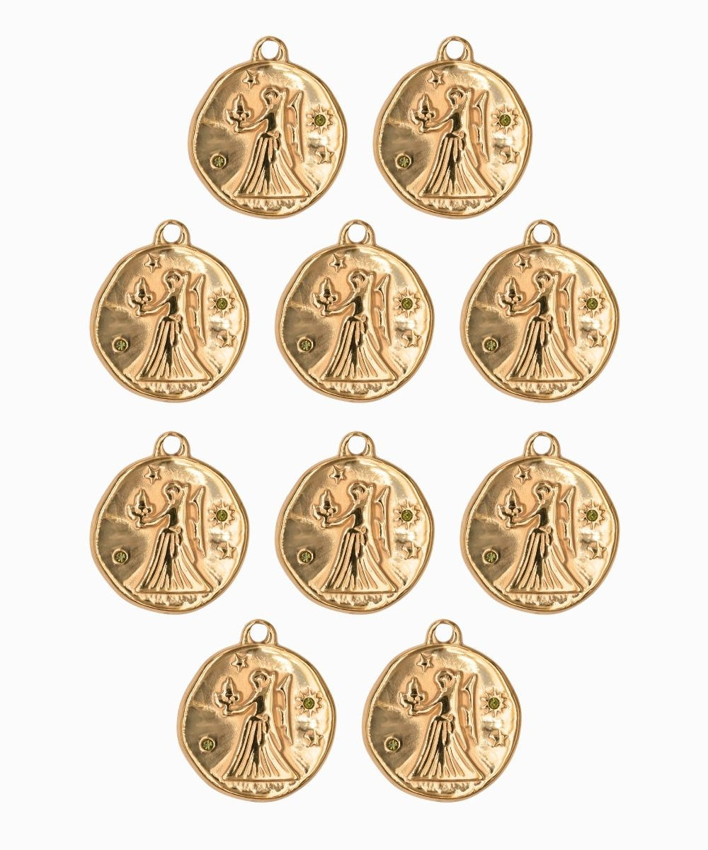 Pendentif médaille signe astro 17mm - Doré