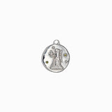 Pendentif médaille signe astro 17mm - Rhodié