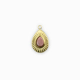 Pendentif médaille doré pierre naturelle 14x8mm