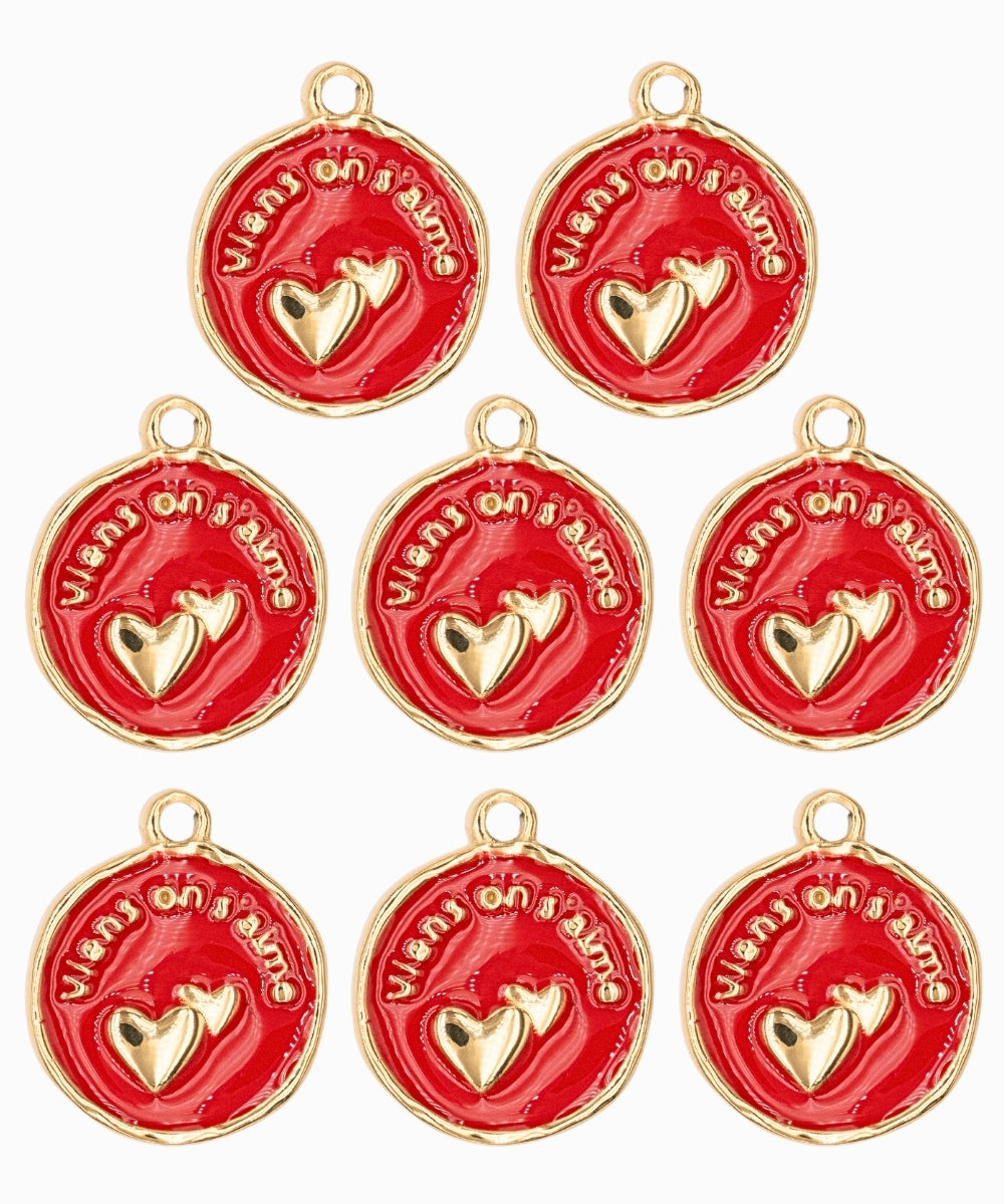 Pendentif médaille double coeur 16mm