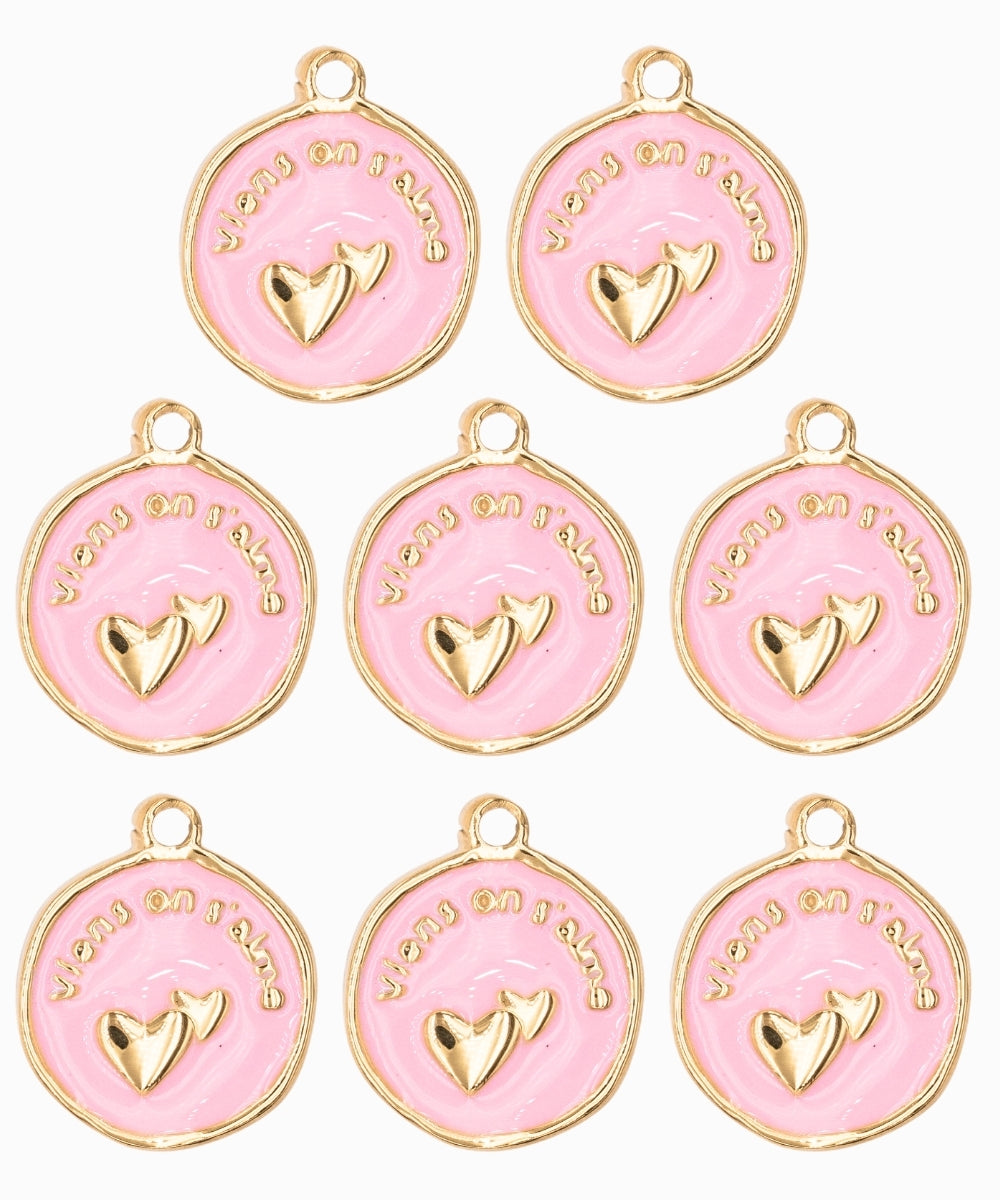 Pendentif médaille double coeur 16mm