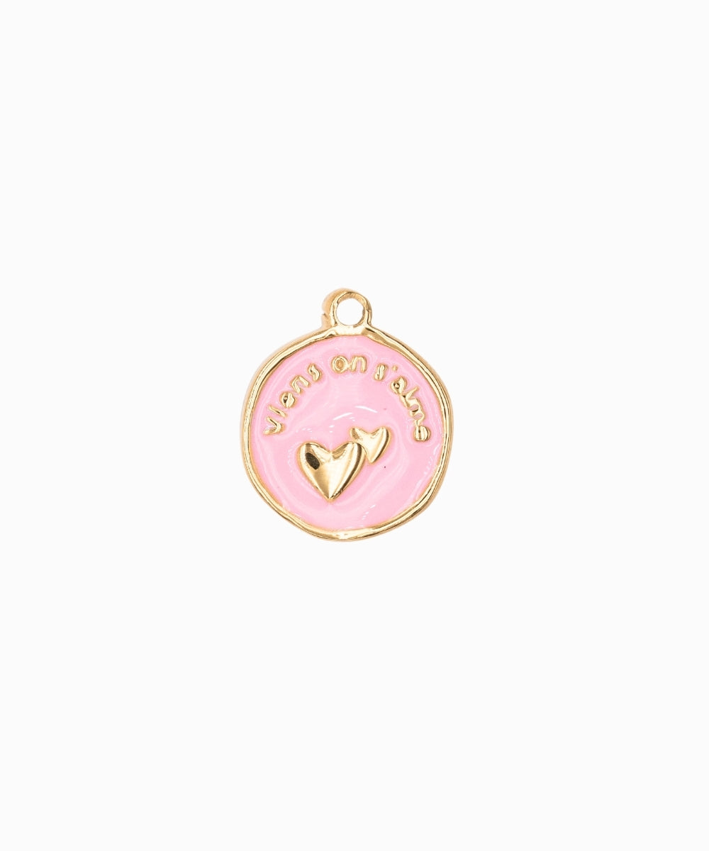 Pendentif médaille double coeur 16mm