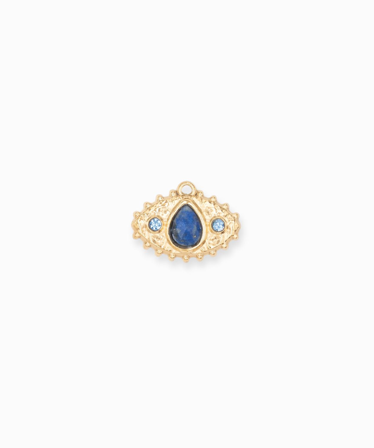 Pendentif médaille oeil strass 13.5x21mm