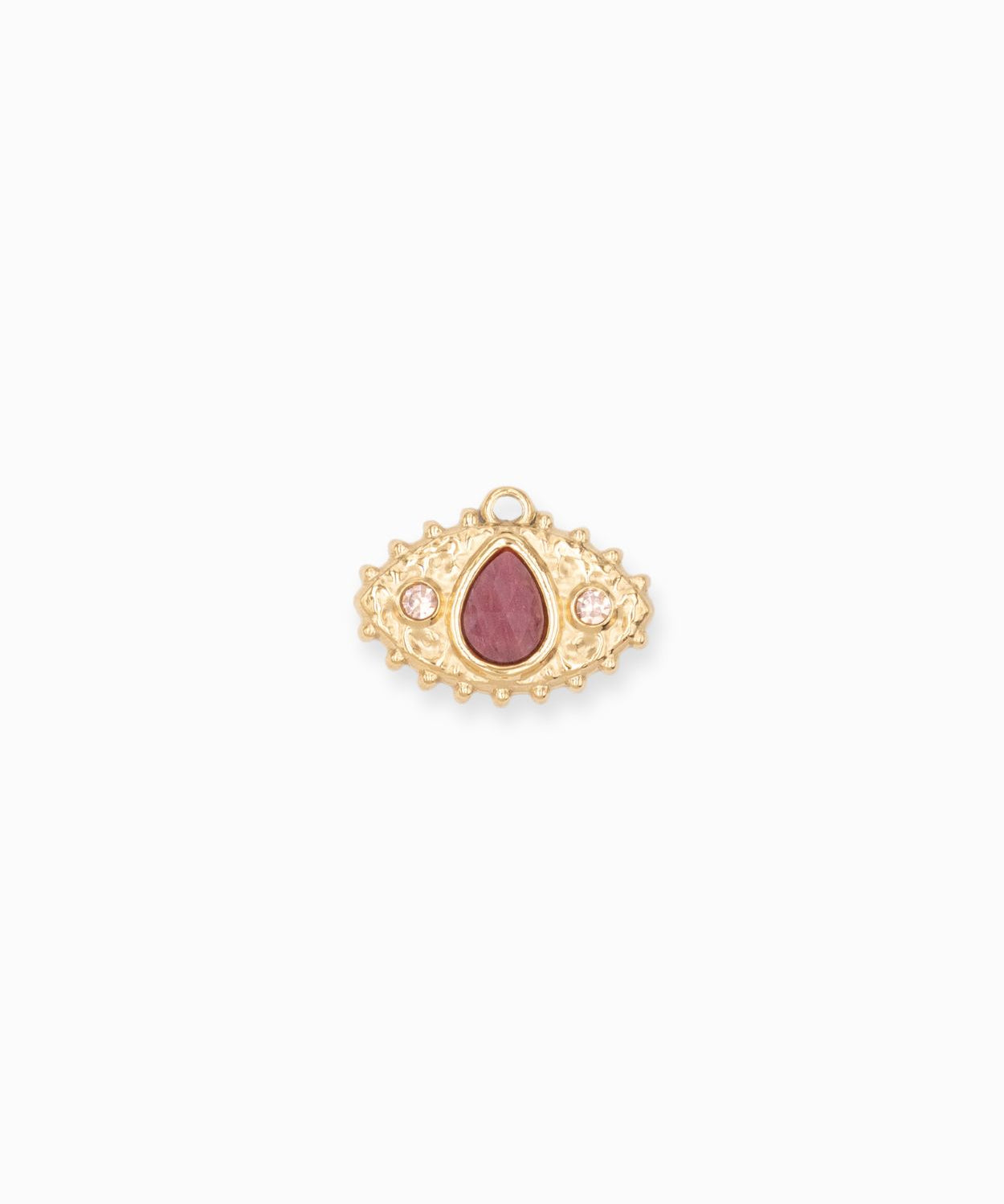 Pendentif médaille oeil strass 13.5x21mm