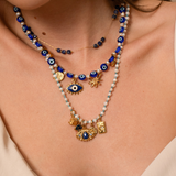 Pendentif médaille oeil strass 13.5x21mm