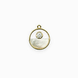 Pendentif nacre demi-lune strass 13mm