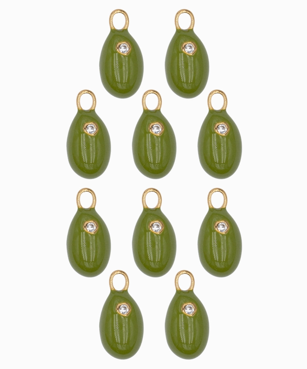 Pendentif olive strass 13x8mm