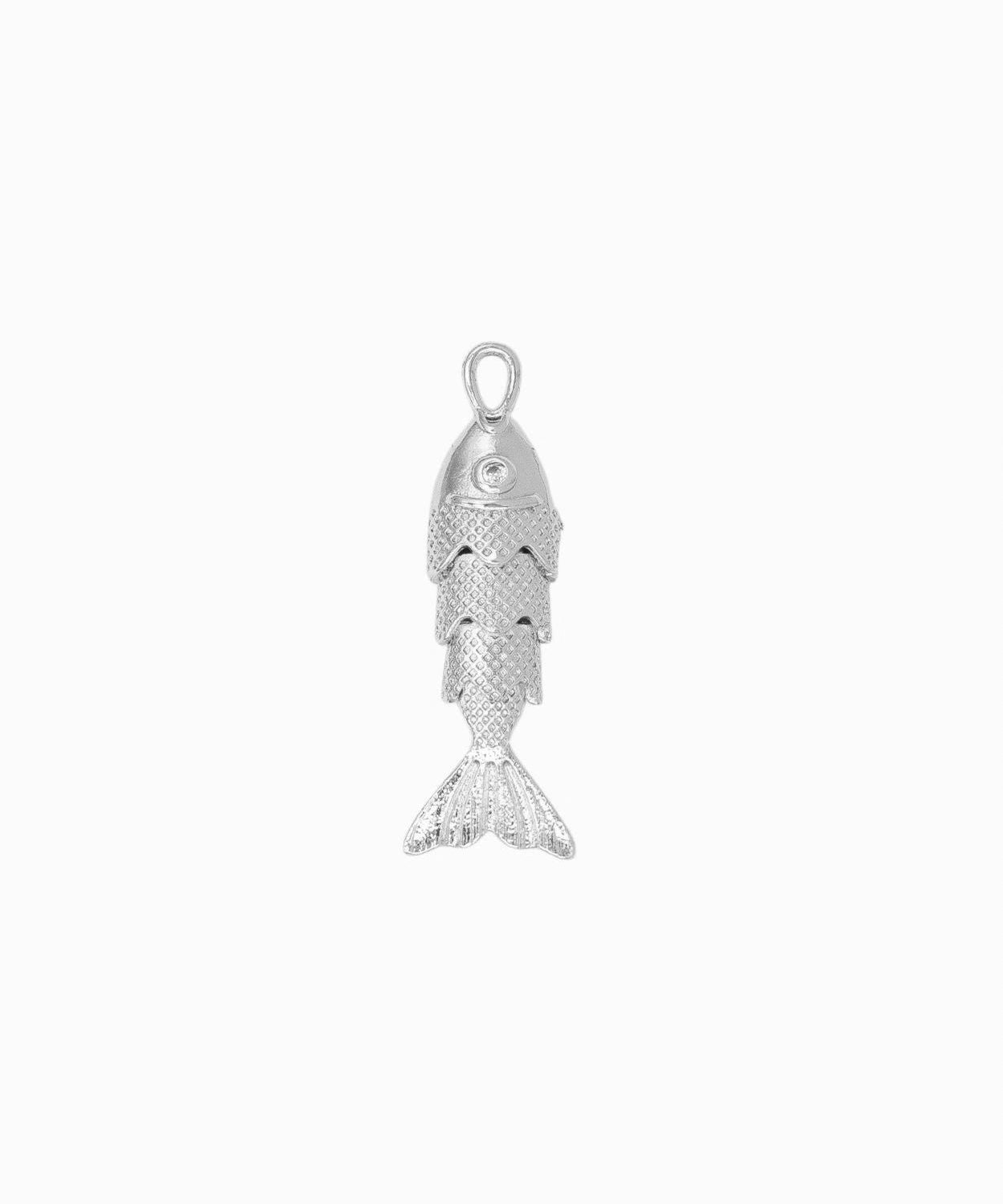 Pendentif poisson oeil strass blanc 28x7mm