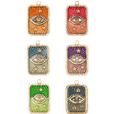 Pendentif rectangle oeil strass 17x13 mm - Lot mélangé