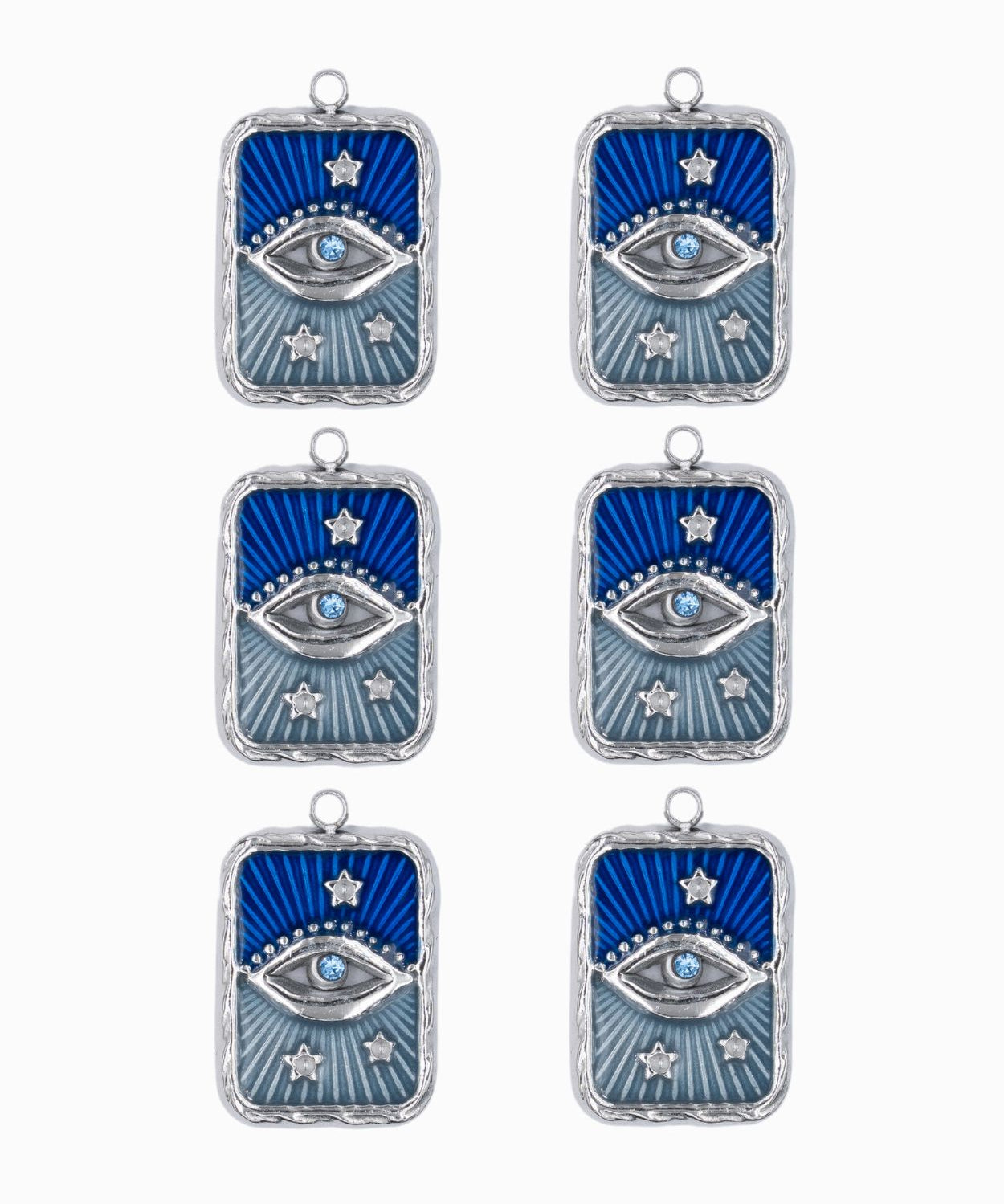 Pendentif rectangle oeil strass rhodié 17x13mm