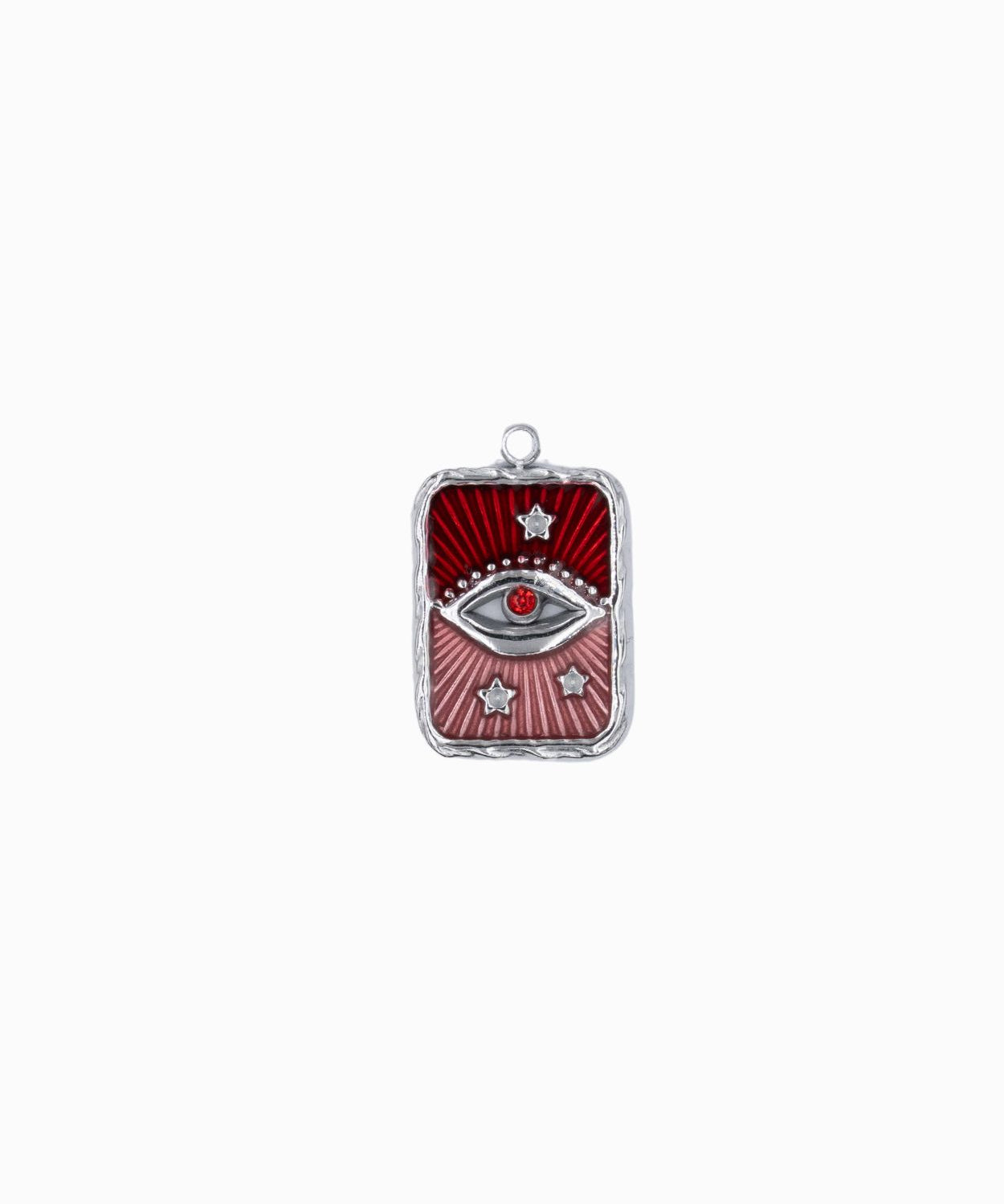 Pendentif rectangle oeil strass rhodié 17x13mm