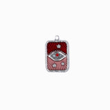 Pendentif rectangle oeil strass rhodié 17x13mm