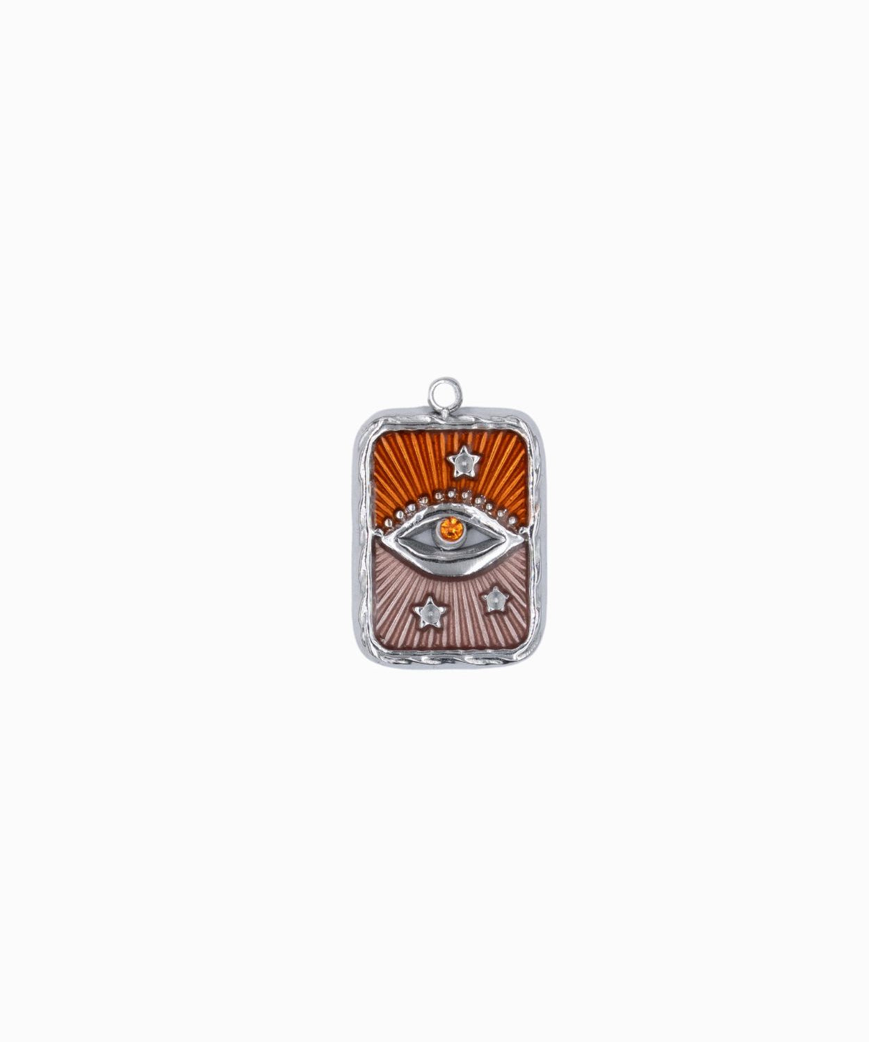 Pendentif rectangle oeil strass rhodié 17x13mm