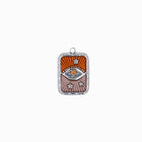 Pendentif rectangle oeil strass rhodié 17x13mm