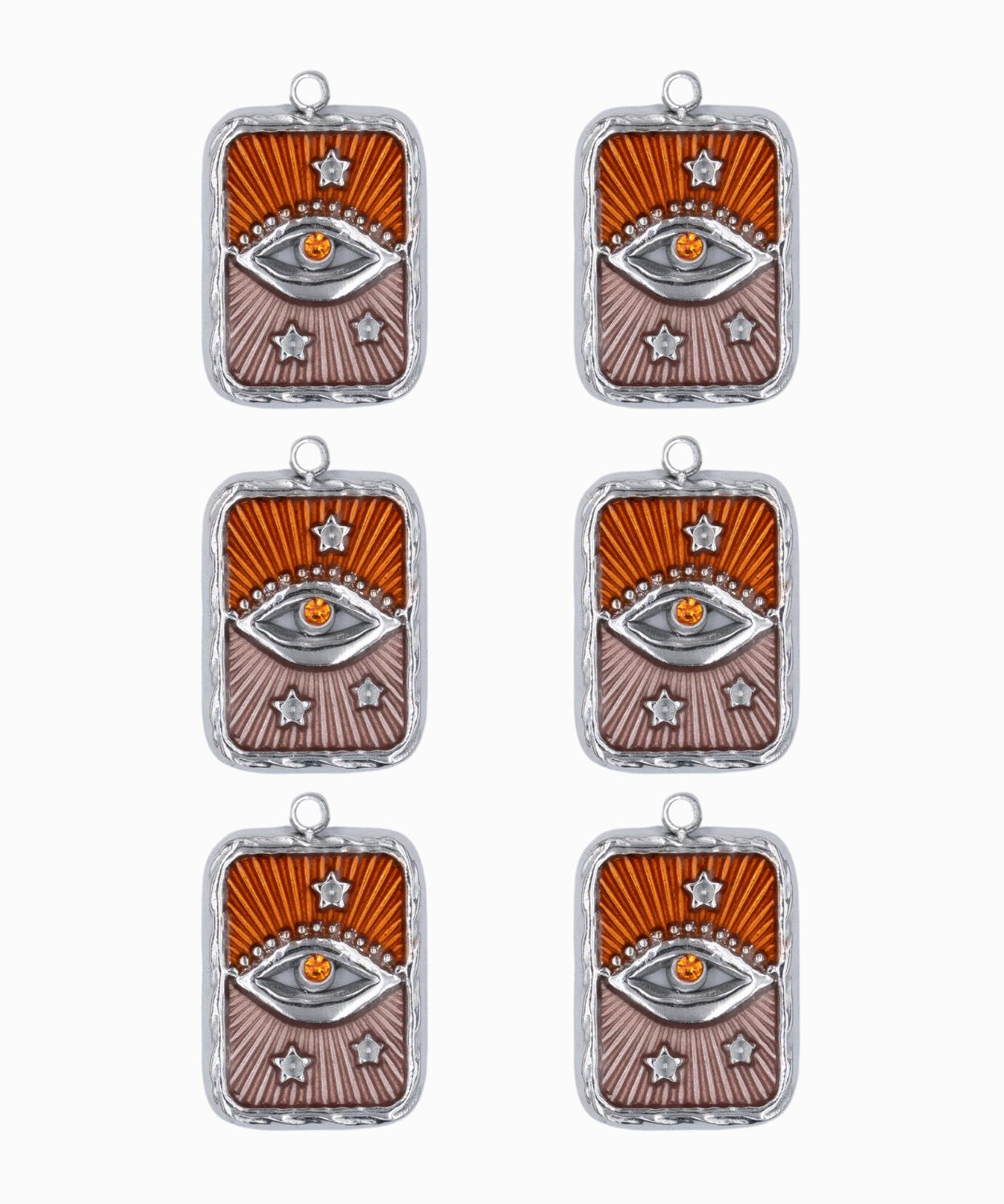 Pendentif rectangle oeil strass rhodié 17x13mm