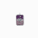 Pendentif rectangle oeil strass rhodié 17x13mm