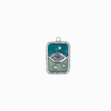 Pendentif rectangle oeil strass rhodié 17x13mm