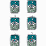 Pendentif rectangle oeil strass rhodié 17x13mm