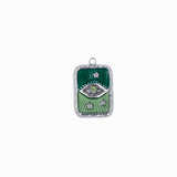 Pendentif rectangle oeil strass rhodié 17x13mm