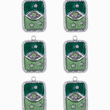 Pendentif rectangle oeil strass rhodié 17x13mm