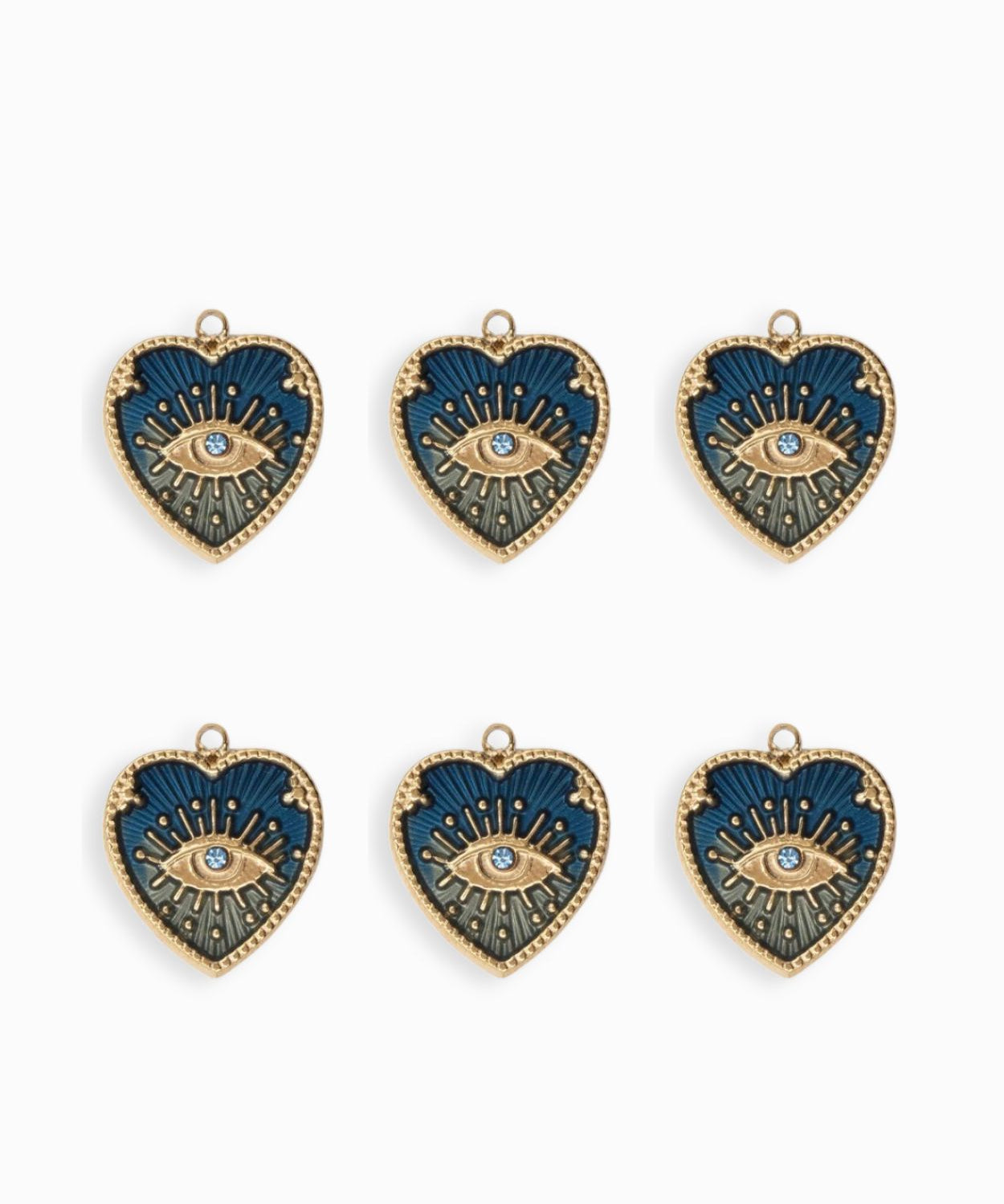 Pendentifs médaille coeur oeil Stardust 16x16mm