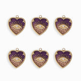 Pendentifs médaille coeur oeil Stardust 16x16mm