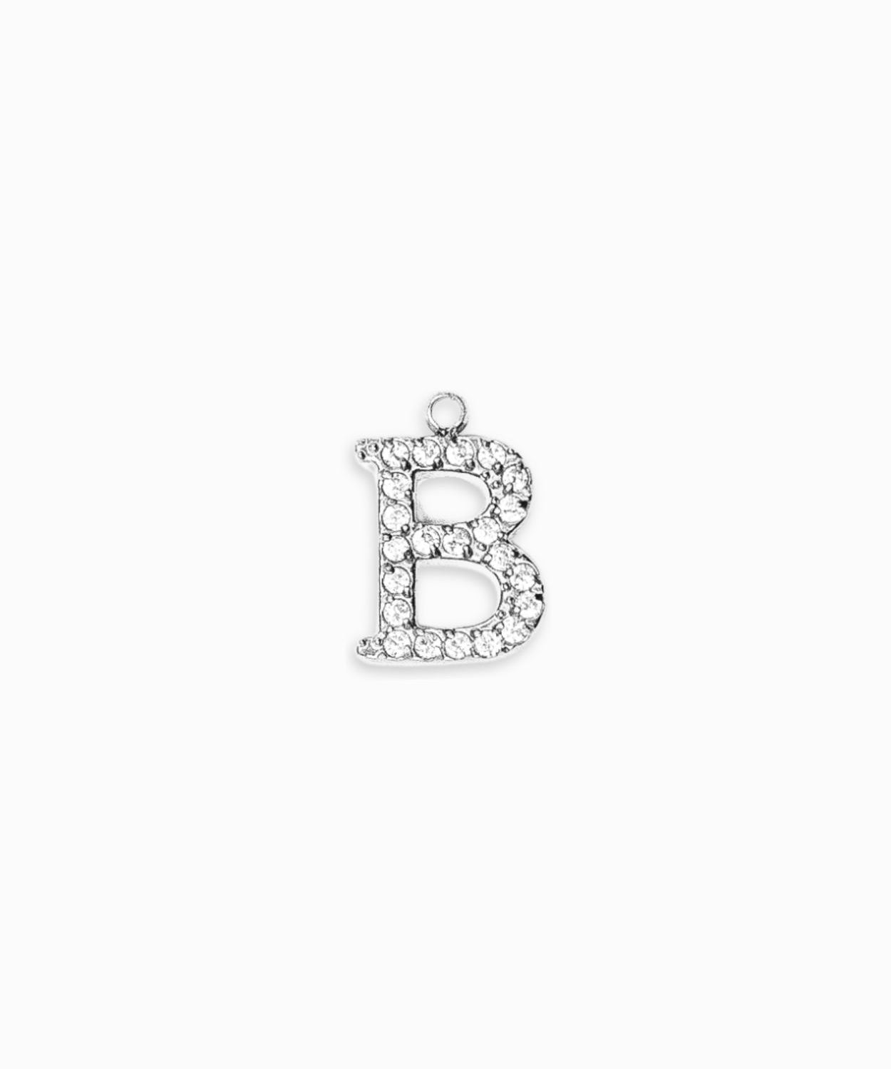 Pendentifs alphabet strass A-Z 12mm - Rhodié