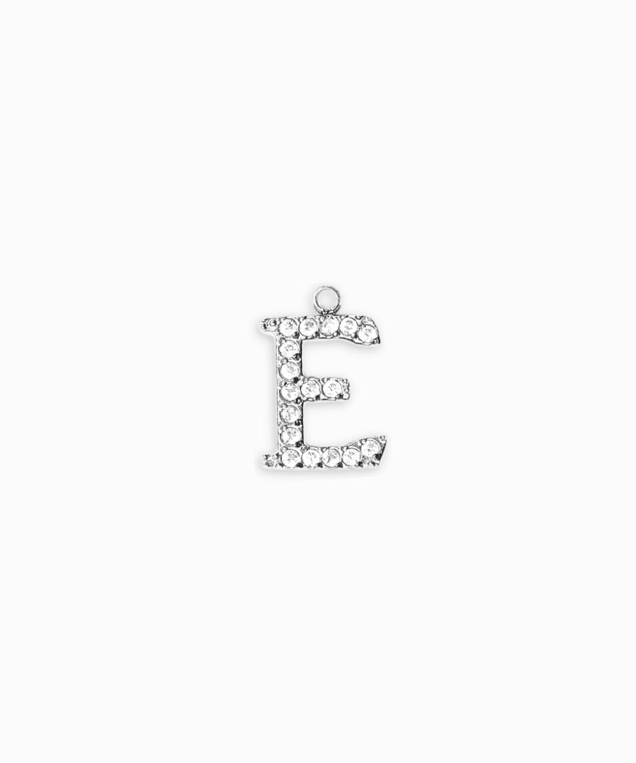 Pendentifs alphabet strass A-Z 12mm - Rhodié