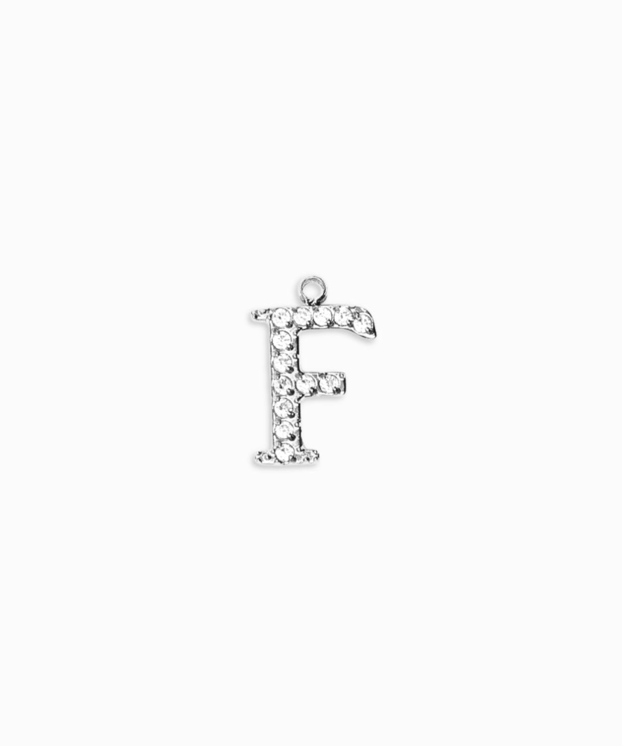 Pendentifs alphabet strass A-Z 12mm - Rhodié