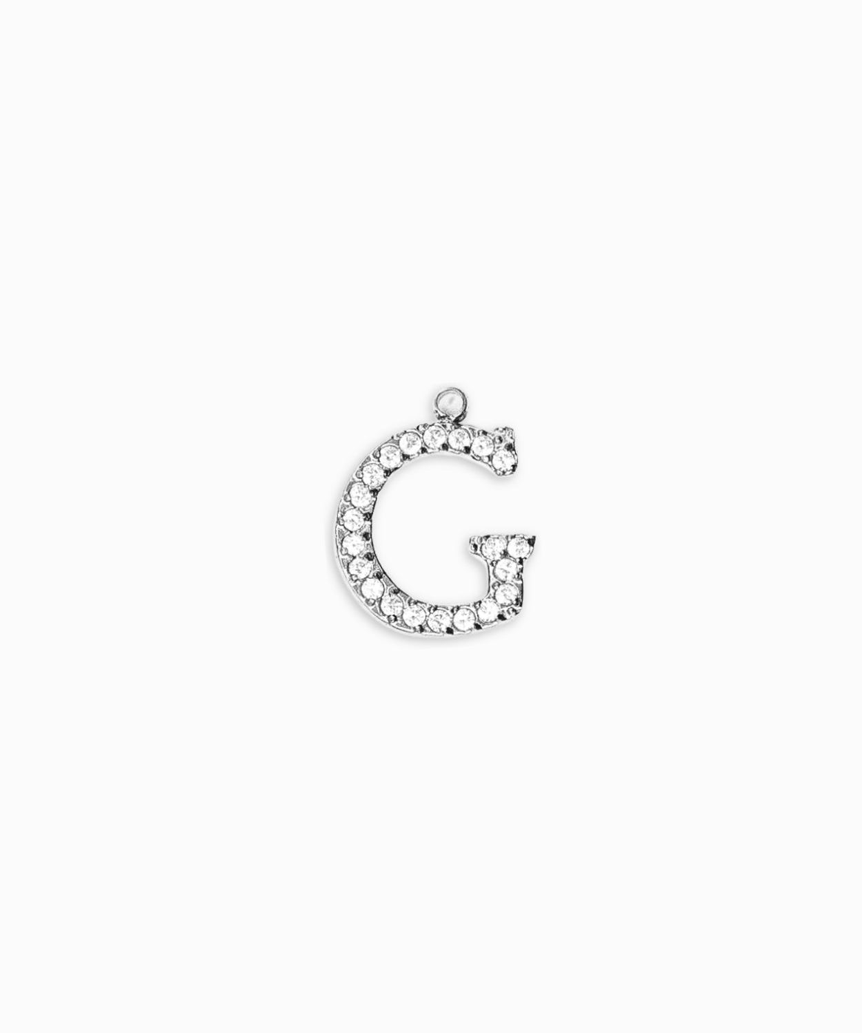 Pendentifs alphabet strass A-Z 12mm - Rhodié